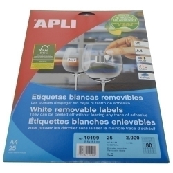 Etiquetes Adh.Impr.Apli A4 Blanca C.Romos Removible Blister 25H 35,6X16,9 Mm 2.000 Uts.(10199)