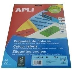 Etiquetes Adh.Impr.Apli A4 Color Groc C.Rectes Blister 20H 105X37 Mm 320 Uts.(01595)