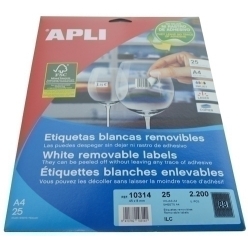 Etiquetes Adh.Impr.Apli A4 Blanca C.Romos Removible Blister 25H 45X8 Mm Joieria 2.200 Uts.(10314)