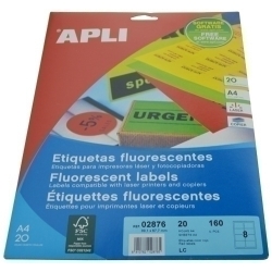 Etiquetes Adh.Impr.Apli A4 Fluor Vermell Ls-Cp C.Romos Blister 20H 99,1X67,7 Mm 160 Uts.(02876)