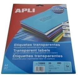 Etiquetes Adh.Impr.Apli A4 Polyester Transluc.Mate Ls-Cp Blister 20H 99,1X38,1 Mm C.Romos 280 Uds.(1