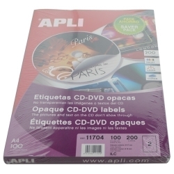 Etiquetes Adh.Impr.Apli A4 Multimed.Cd-Dvd Mega Caixa 100H Dors Opac Ø Ext.117 I Int.18 Mm 200 Uts.(