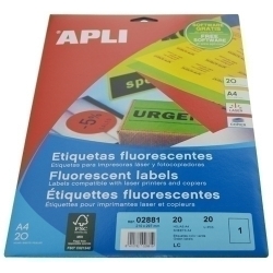 Etiquetes Adh.Impr.Apli A4 Fluor Verd Ls-Cp C.Rectes Blister 20H 210X297 Mm 20 Uts.(02881)
