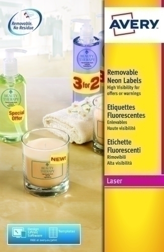 Etiquetes Adh.Impr.Avery A4 Fluor Groc C.Rectes Caixa 20H 210X297 Mm 20 Uts.(L6006)