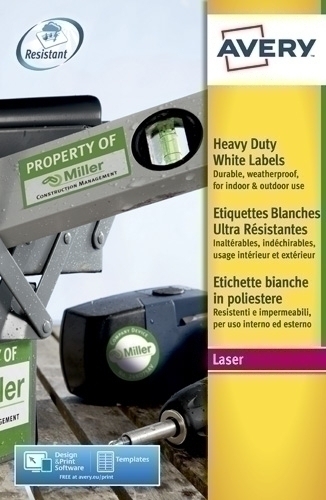 Etiquetes Adh.Impr.Avery A4 Polyester Blanc C.Romos Laser Caixa 20H 45,7X21,2 Mm 960 Uds.(L4778)