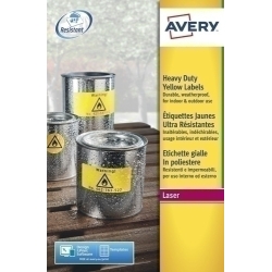 Etiquetes Adh.Impr.Avery A4 Polyester Groc C.Rectes Laser Caixa 20H 210X297 Mm 20 ??Uts.(L6111)