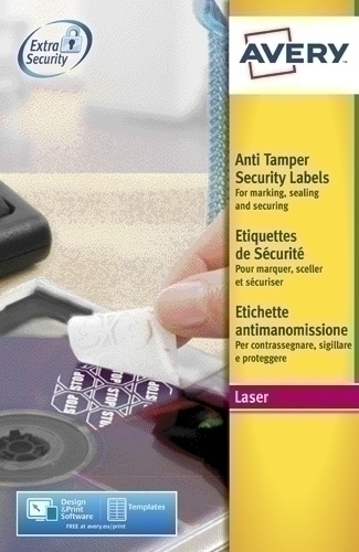 Etiquetes Adh.Impr.Avery A4 Seguretat Antifrau C.Romos Laser Caixa 20H 45,7X21,2 Mm 960 Uds.(L6113)