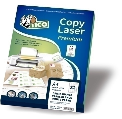 Etiquetes Adh.Impr.Tico A4 Copy Laser Caixa 100H 70X25 Mm 3.600 Uts.(Lp4W-7025)