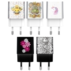 Carregador Tech-One-Tech Doble De Paret 2Xusb Disseny Alt Rendiment 2,4A Assortiment Pack De 5