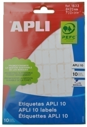 Etiquetes Adh.Manuals Bossa Apli Blanques 10H C.Romos 8X20 Mm 700 Uts.(01633)
