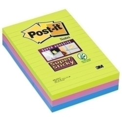 Tac Notes Post-It 660 Super Sticky 101X152 Amb Línies Pack De 3